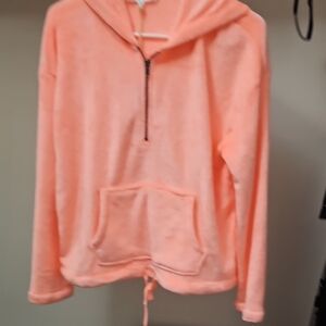 Women's Cozy Neon Orange Coral New W/tags Hooded Pullover Medium